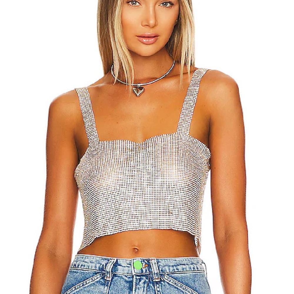 superdown sparkly Silver Tank Top